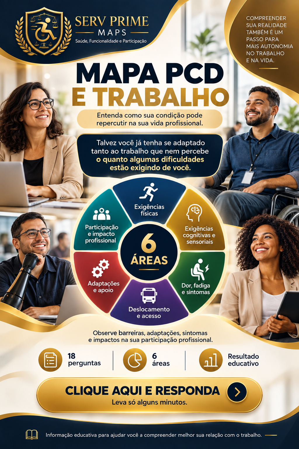 Arte oficial do Mapa PCD e Trabalho da Serv Prime